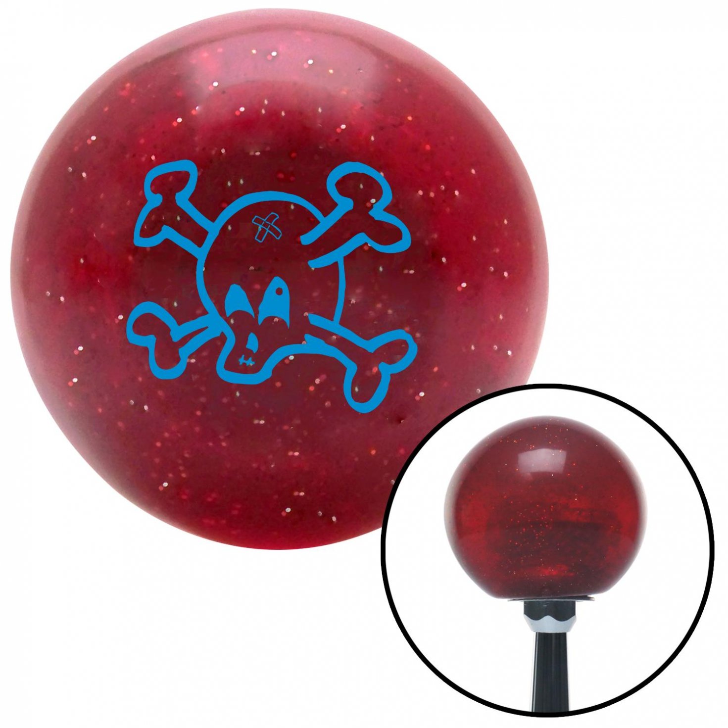 American Shifter 19645 Blue Metal Flake Shift Knob Blue Cartoon Skull & Bones American Shifter 19645 Blue Metal Flake Shift Knob Blue Cartoon Skull & Bones