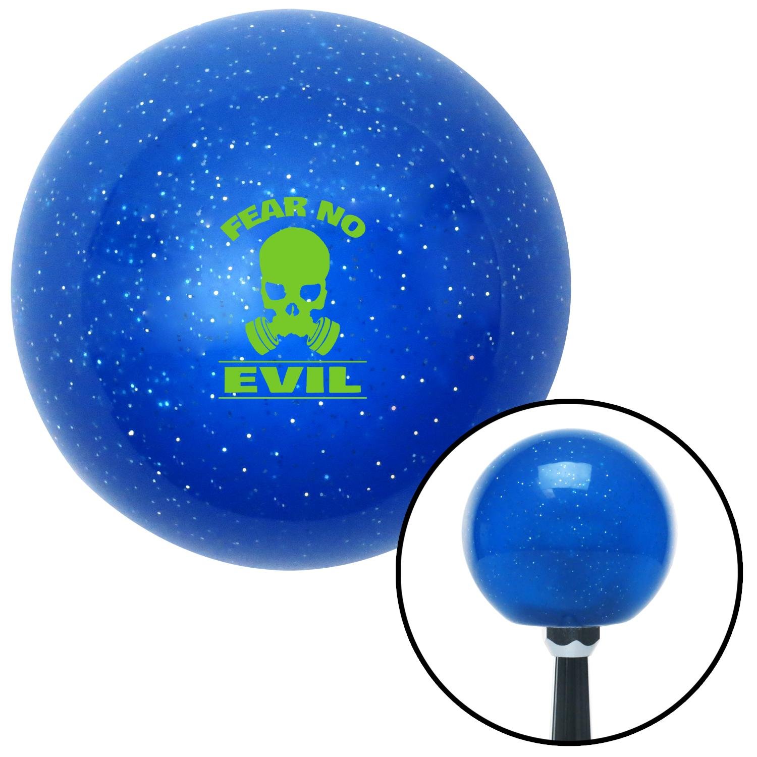 Blue Fear No Evil Green Flame Metal Flake with M16 x 1.5 Insert American Shifter 300935 Shift Knob 