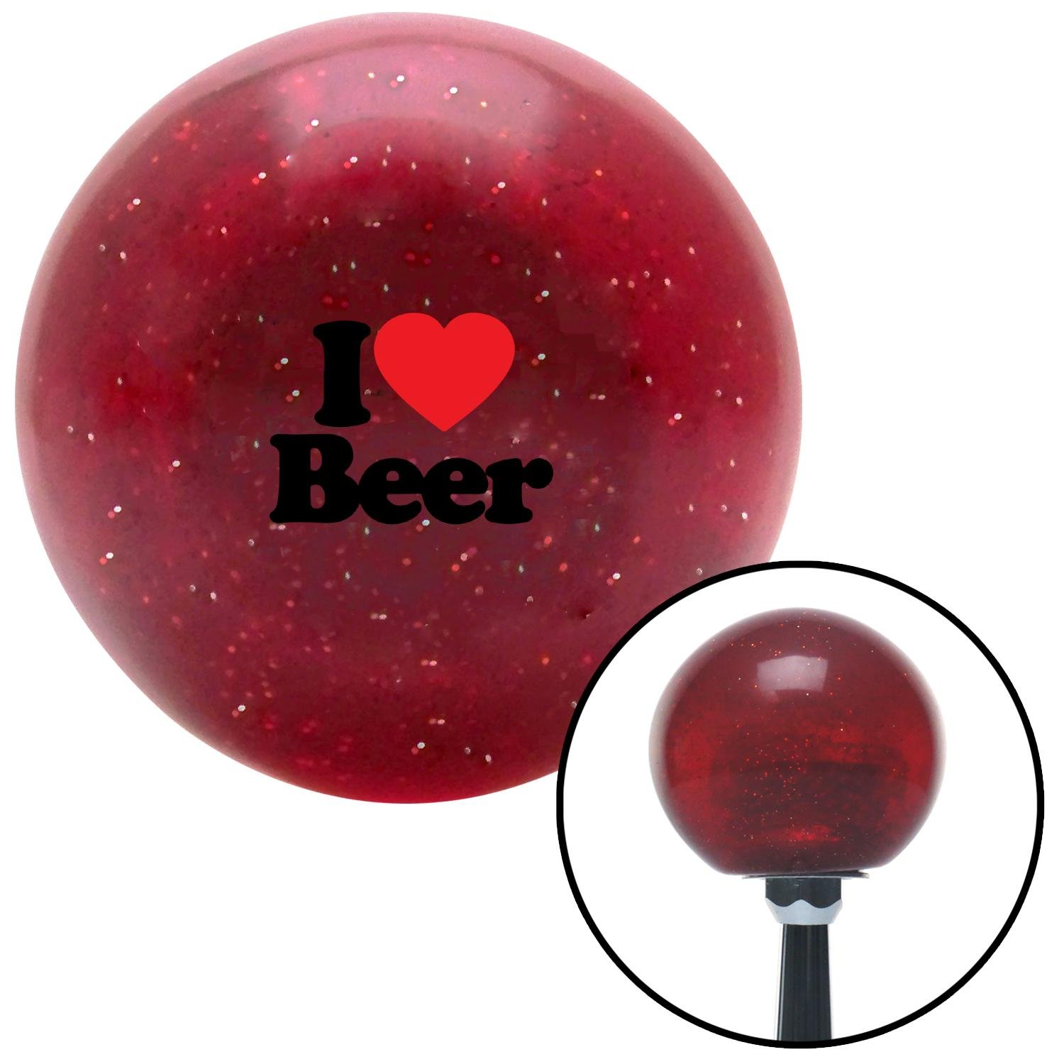 American Shifter 282586 Shift Knob Company I Heart Beer Red Metal Flake with M16 x 1.5 Insert