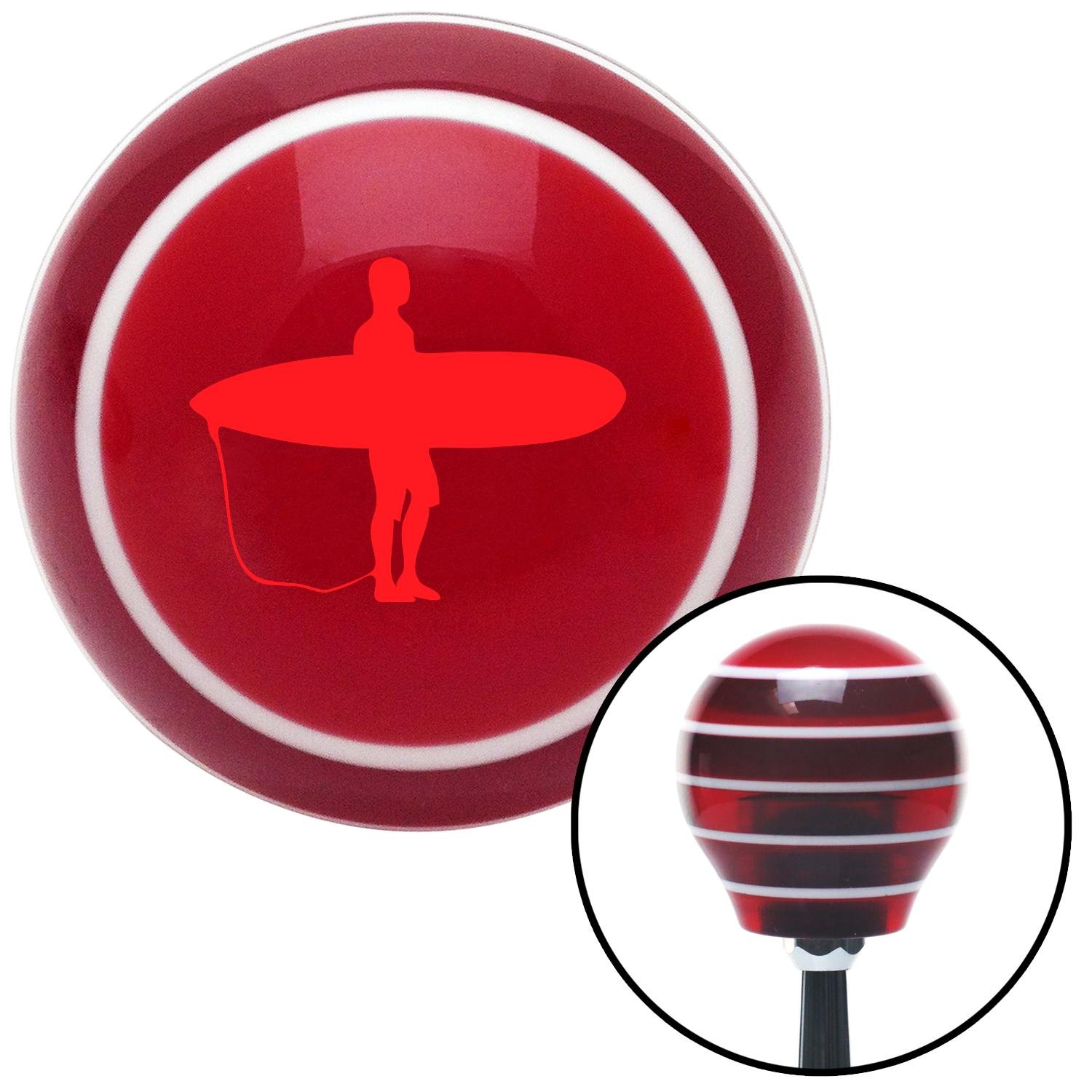 Red Surfer Waiting on Beach Red Stripe Shift Knob with M16 x 1.5 Insert ...