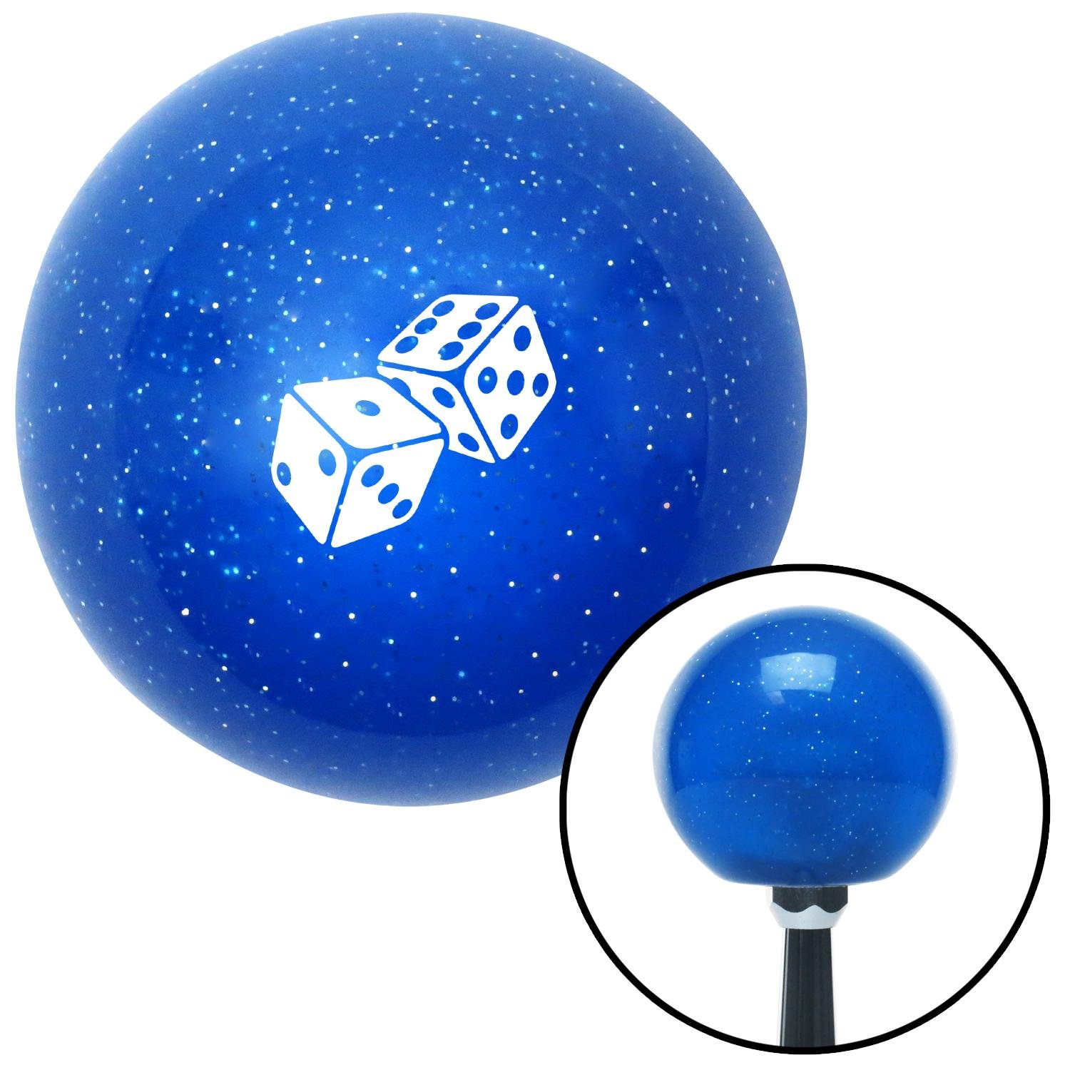 White Set Of Dice Blue Metal Flake Shift Knob w/ M16x1.5 Insert Shifter