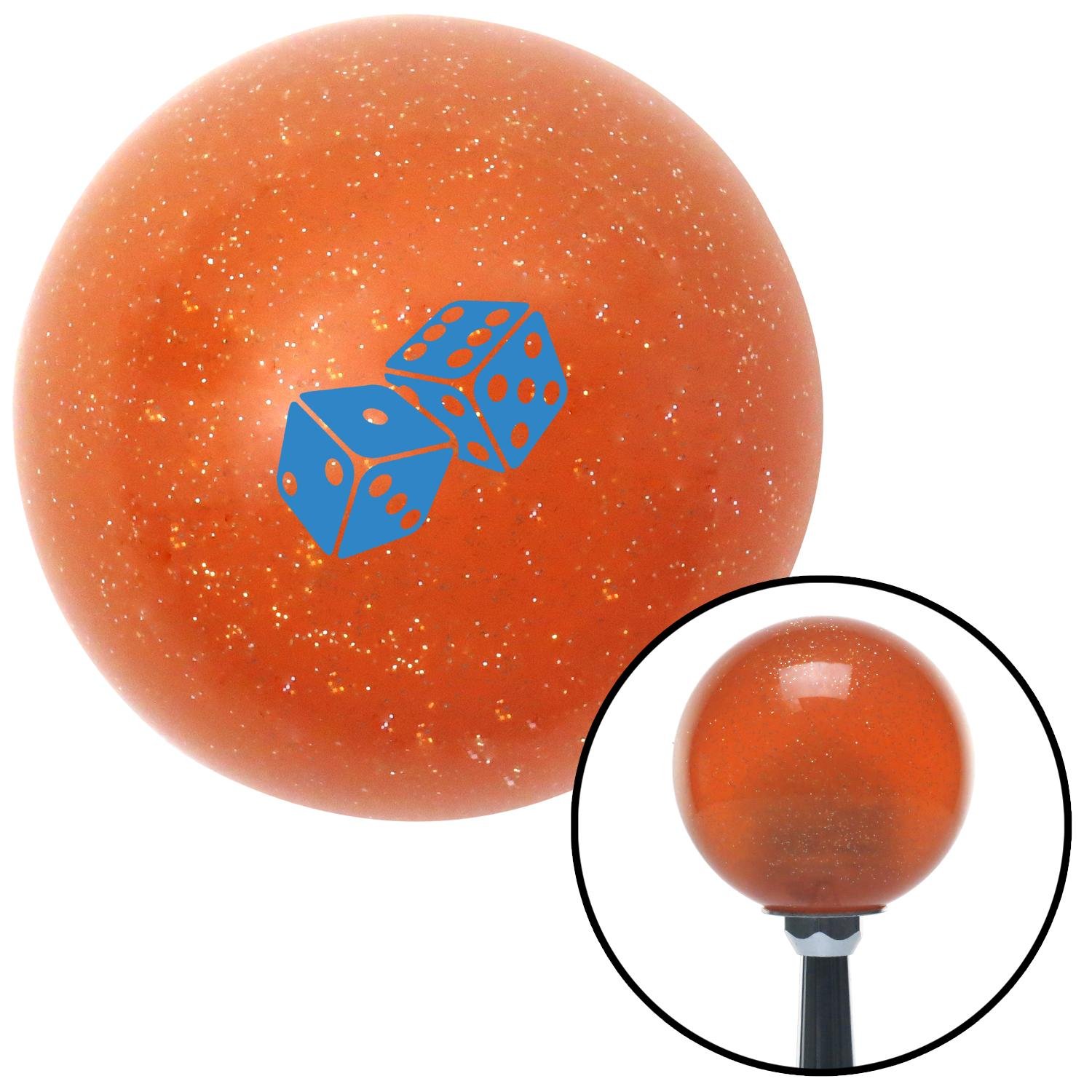 Blue Set Of Dice Orange Metal Flake Shift Knob w/ M16x1.5 Insert