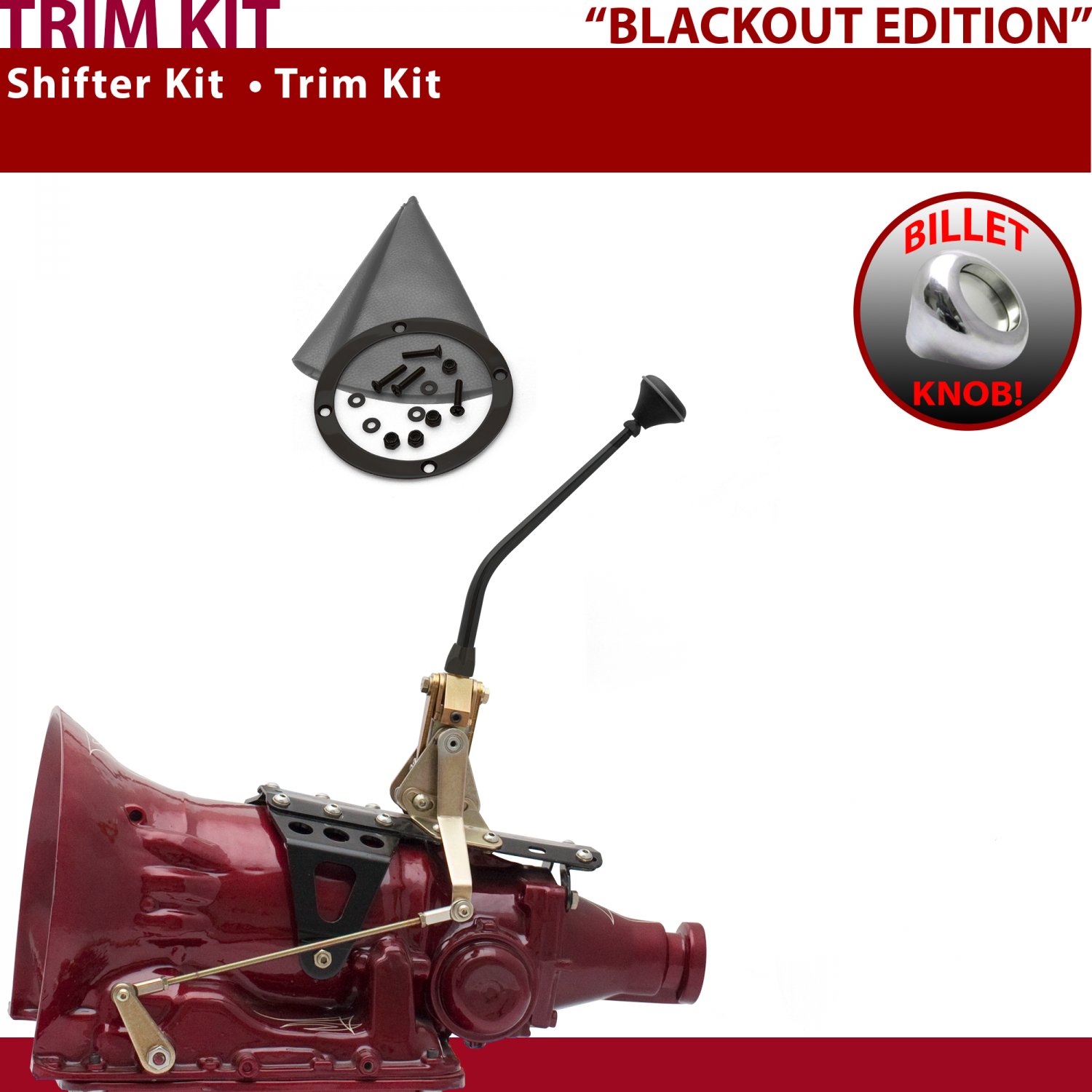 4L60E SHIFTER KIT 10 Trim Kit BLK Dual Shift GRY Boot Billet Knob For